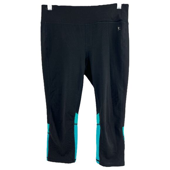 Danskin Now SMALL Black Blue Capri Workout Exercise Yoga Pants - Picture 2 of 6